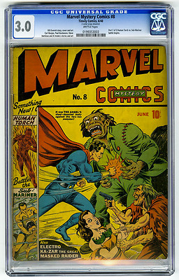Marvel Mystery Comics 8 CGC 30 Human Torch SubMariner Timely Golden Age