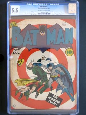 Batman 7 DC 1941  CGC 55 FN A Joker App  Star Spangled Comics 1 ad inside