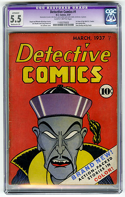 Detective Comics 1 CGC 55 SCARCE Shuster Siegel DC Golden Age Comic 1937