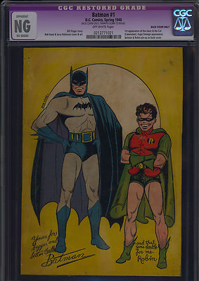 Batman 1 Original Back Cover Only CGC Graded OW Pages DC Comics 1940
