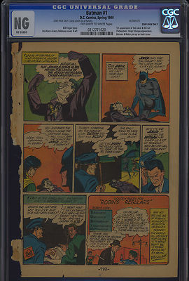 Batman 1 Last Page of BookJoker Story CGC Graded OWW DC Comics 1940
