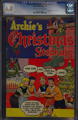 Archies Christmas Stocking 1 Very Nice Giant Series Magazine 1954 CGC 60