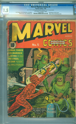 Marvel Mystery Comics 5 CGC 15 OWW Very First Alex Schomburg Cover Scarce
