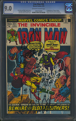 Iron Man 1973 55 CGC 90 1st THANOS  Signed  Sketched by Sinnott  Starlin