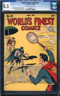 WORLDS FINEST COMICS 25 CGC VF 85  SUPERMAN  BATMAN GIANT  1946