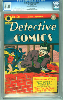 Detective Comics 109 CGC 50 VGF OWW Joker Cover SHARP 50 Batman DC 1946