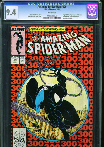  AMAZING SPIDERMAN 300  CGC 94  WHITE PAGES  ORIGIN  1st APP VENOM 