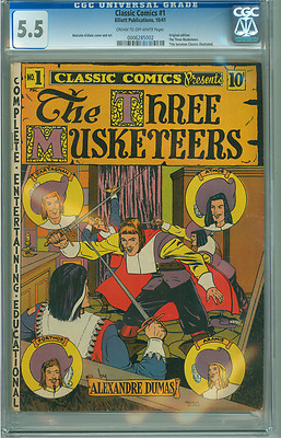 Classic Comics 1 CGC 55 The Three Musketeers Classics Illustrated Elliott 1941