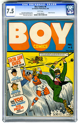 Boy Comics 8 CGC 75 Iron Jaw Death Charles Biro Lev Gleason Golden Age Comic