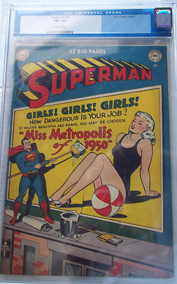 SUPERMAN 63 CGC 65 MISS METROPOLIS OF 1950 GOLDENAGEOFFWHITE PAGES FINE 