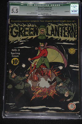 Green Lantern 3 Spring 1942 DC CGC 55 Q Cream OffWhite Pages Golden Age 