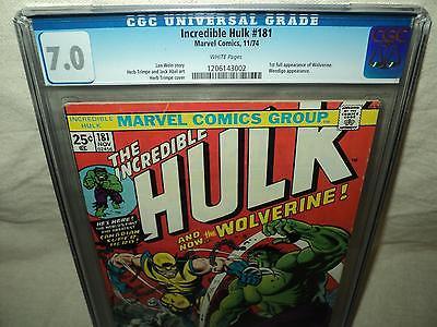 Incredible Hulk 181 CGC 70 White p 1st Full Wolverine 1974 Marvel id 15268