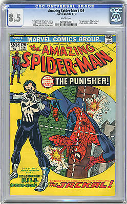 1974 Amazing SpiderMan 129 CGC 85 1st Punisher White Pages