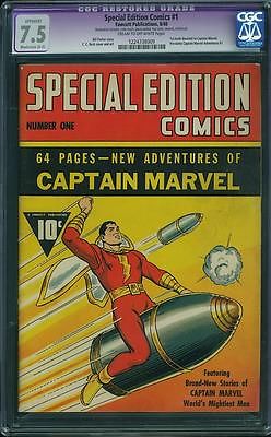 SPECIAL EDITION COMICS 1 CGC 75 VF 1 SHAZAM CAPTAIN MARVEL GC PEDIGREE SUPERMAN