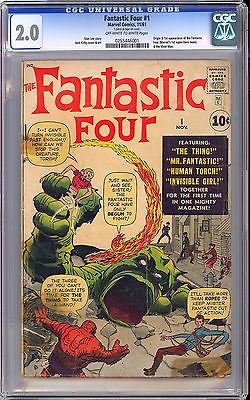 Fantastic Four 1 Nice Unrestored OWW Pages Marvel Comic 1961 CGC 20