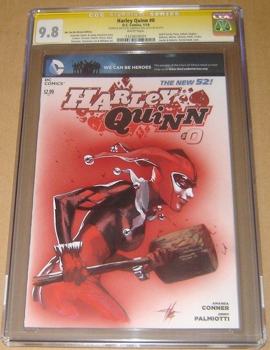 HARLEY QUINN 0 CGC 98 SS GABRIELLE DELLOTTO PAINTED SKETCH CLASSIC HARLEY