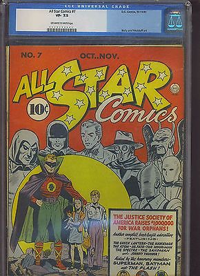 ALL STAR COMICS 7 CGC VF 75 OWW 1st time Batman  Superman appear together