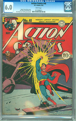 Action Comics 48 CGC 60 FN White Pages DC 1942 Superman WWII Cover