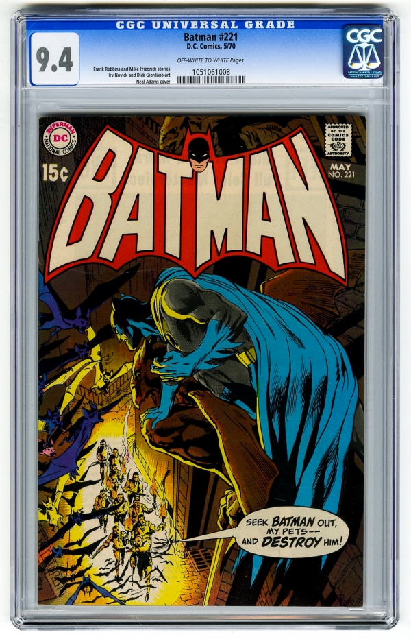 Batman 221 CGC 94 OWW Neal Adams DC Bronze Age Comic Detective