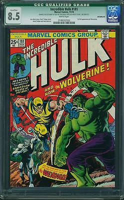 HULK 181  CGC 85 WHITE QUALIFIED STAMP REMOVED 1ST FULL WOLVERINE GREEN LABEL