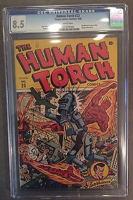 Human Torch 23 CGC 85 WHITE PAGES VF Schomburg Robot Cover Golden Age 1946