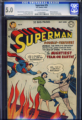 Superman 76 CGC 50Rare 1952BatmanSuperman CROSSOVER MOVIE Starts Here