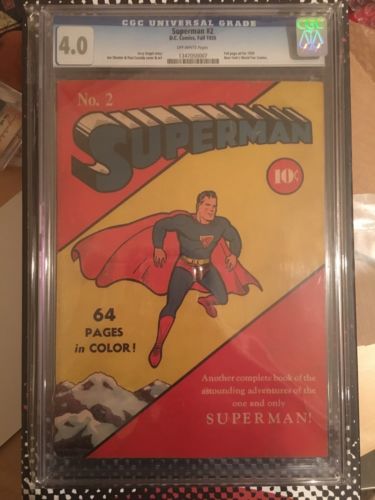 SUPERMAN 2 CGC 40 OFF WHITE PAGES 1939 GORGEOUS COPY