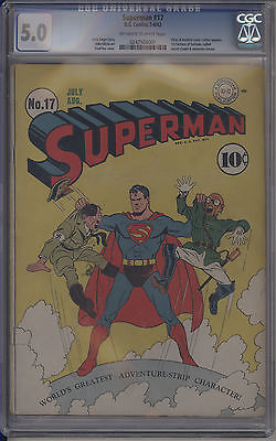 Superman 17 CGC 50 OWTW Golden DC KEY Comic Early Superman Appearance