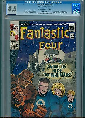 Fantastic Four 45 CGC 85 OWWhite Pages First Inhumans 