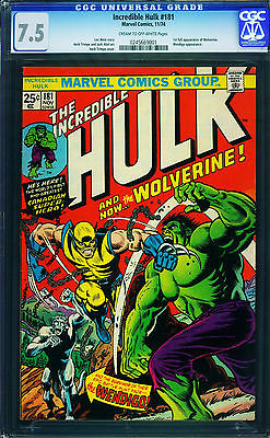 INCREDIBLE HULK 181 1974  CGC GRADED 75  1st WOLVERINEBRONZE KEY