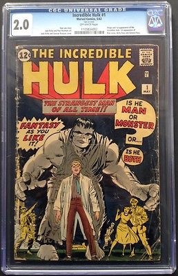 Incredible Hulk 1 CGC 20  First Appearance of the Hulk