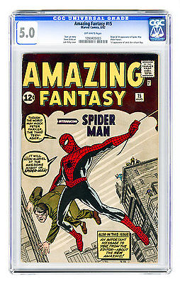 Amazing Fantasy 15 CGC 50 ow Marvel Silver Age Comic 1st  Origin Lee Kirby