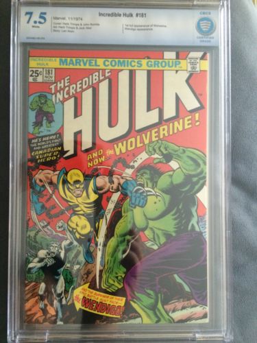 Incredible Hulk 181 CBCS 75  with stamp  Wolverine  Free Ship Like CGC