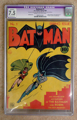 BATMAN 1 1940 SPRING ISSUE  CGC GRADED 75