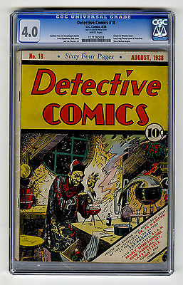 Detective Comics 18 CGC 40 WHITE Classic Fu Manchu Flessel Cover DC Golden Age