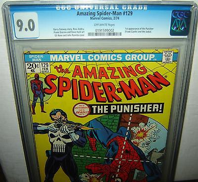 Amazing SpiderMan 129 CGC 90 OW p 1st app PUNISHER 1974 Marvel c04218