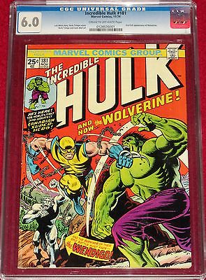 CGC 60 Incredible HULK 181 First full appearance of WOLVERINE  MEGAKEY ISSUE