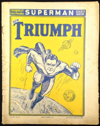 Triumph 772 1st UK Superman Cover 1939 Post Action Comics 1 Not CGC Scarce