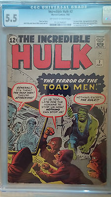 INCREDIBLE HULK 2 CGC 55 OFF WHITE TO WHITE PAGES 1ST APPEARANCE OF GREEN HULK