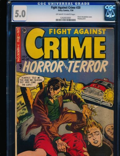 Fight Against Crime  20  Classic decapitation cover CGC 50 OWWHITE Pgs