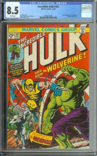 INCREDIBLE HULK 181 CGC 85 WHITE PAGES