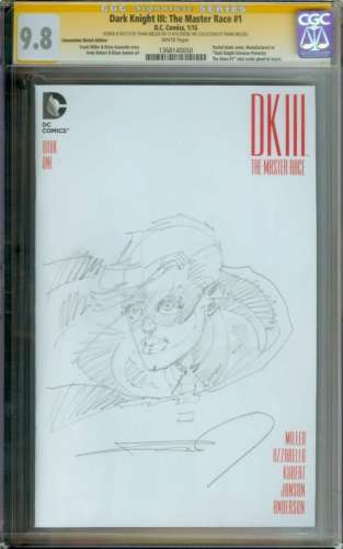 DARK KNIGHT III THE MASTER RACE DK3 1 CGC 98  SKETCH BY FRANK MILLER 1