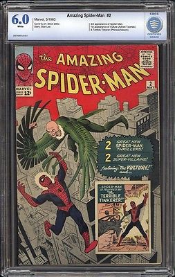 AMAZING SPIDERMAN 2 CGC 60 White Pages  1st VULTURE  1963