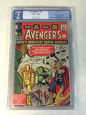 AVENGERS 1 KEY ISSUE ORIGIN KIRBY 1ST APPEARANCE 1963 PGX 45 like CGC