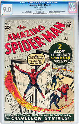 Amazing SpiderMan 1 Vol 1 1963 CGC 90 White Pages Very High Grade Looks 92