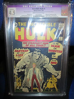 The Incredible Hulk 1 May 1962 Marvel CGC Grade 45 Restored