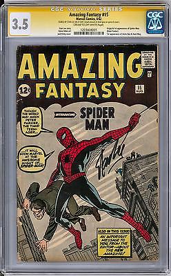 Amazing Fantasy 15 CGC 35 COW Stan Lee Signature Series 1st SpiderMan