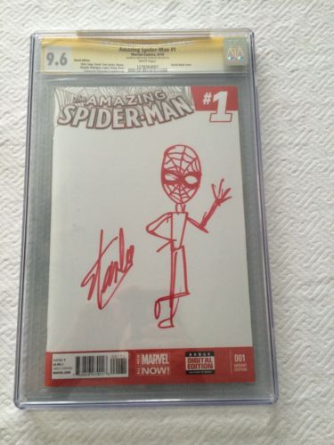 The Amazing Spiderman 1 CGC SS 96 Signed And Sketch By Stan Lee Rare 