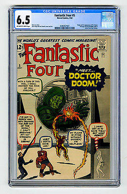 Fantastic Four 5 CGC 65 OWW 1st app Doctor Doom Kirby Lee Marvel Silver Comic