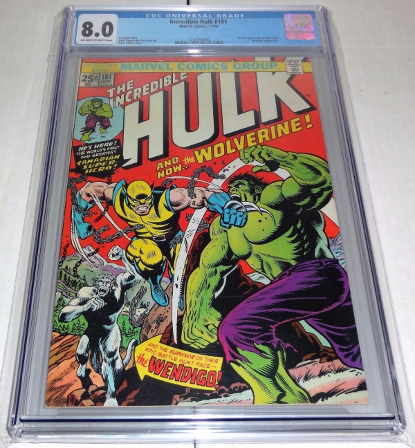 Incredible Hulk 181 CGC 80 1st Full Appearance of Wolverine Wendigo Universal